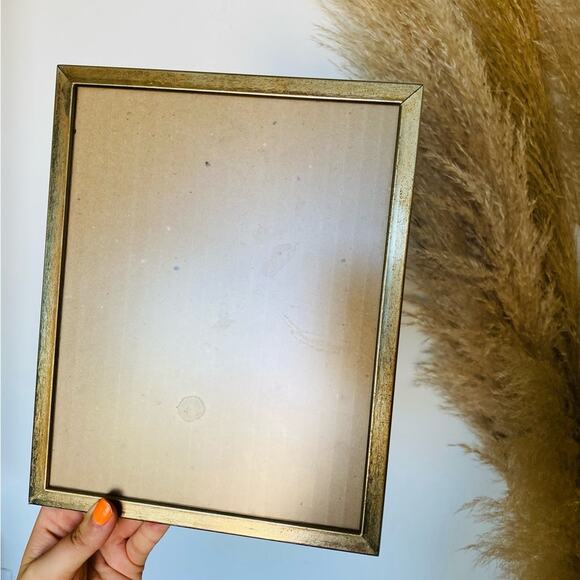 VINTAGE Antiqued Yellow Gold Basic Modern Metal Photo Picture Frame Y2K 90s - Picture 1 of 6